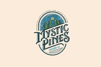 design attractive mystic pines candle company logo