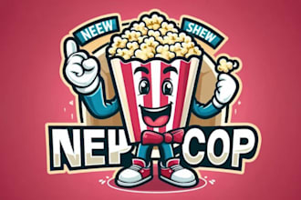 design eye catchy popcorn shop mascot logo in 12 hours