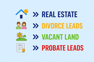 provide divorce, probate, off market vacant land, pre foreclosure leads