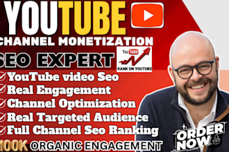 youtube video promotion chanel monetization SEO  expert