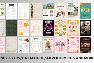 make flyer, posters, menu ,pricelist, catalogue and more