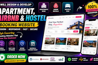 design apartment booking website, airbnb renting website, hostel booking website