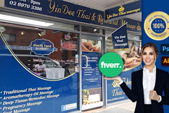 make eye catching window graphic, billboard, store front design, and shop front