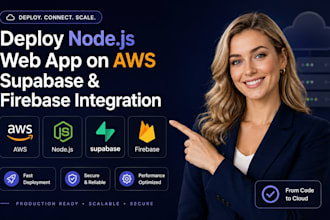 deploy node js app, web app on AWS supabase integration, firebase database setup
