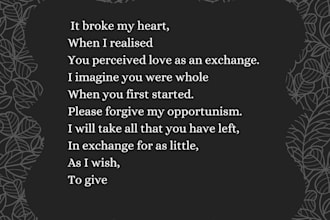 write a custom prose or poem, for you