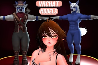 create vrchat 3d model avatar anime character design vr character