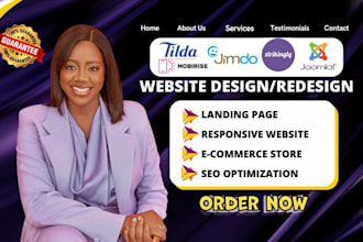 design professional website on joomla, duda, jimdo, strikingly, mobirise, tilda
