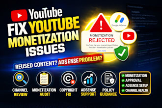 fix youtube monetization issues, reused content, adsense problem
