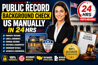 public record property background people check court record US manually in 24hrs