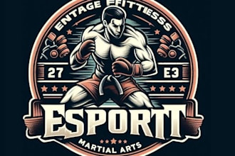 create vintage boxing fitness martial arts logo