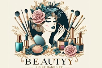 create modern beauty luxury lady makeup artist logo