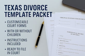 provide texas divorce template ready to file with the court