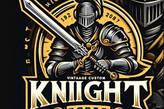 make vintage custom knight warrior sword esport logo