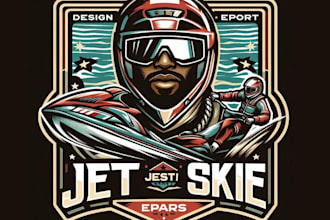 design vintage jetski logo with vector file