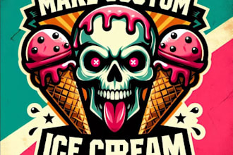 make custom t shirt skull ice cream logo