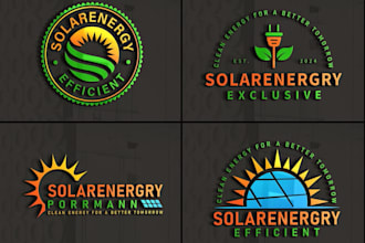 modern solar panel, power, energy, electrical company logo design
