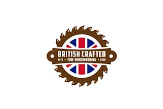 design awesome british crafted woodworking logo