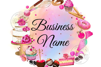 design cake, sweets, bakery, candy or food logo