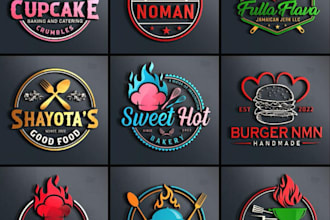 design restaurant, fast food, food truck, burger, pizza, bbq, chef, chicken logo