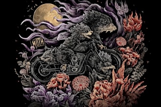do an brutal, dark, horror, metal art illustration
