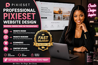 design pixieset website, photography portfolio or wedding booking website