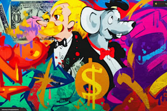 create graffiti pop art canvas designs and murals