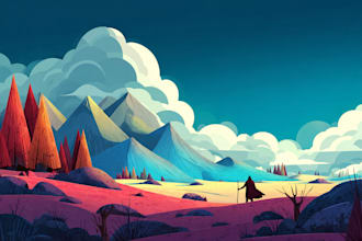 illustrate fantastic flat vector landscape illustration