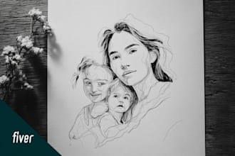 draw abstract continuous line art portrait