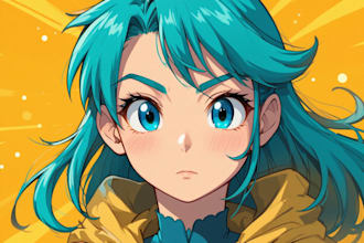draw cartoon, anime, super hero portrait or concept art