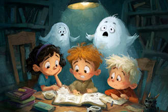 comic script children illustration, kid picture book, children book ghost writer