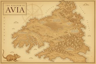 design a fantasy map illustration illustrated world map