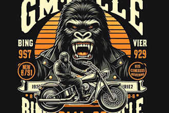 create retro t shirt biker gorilla logo