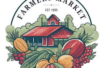make vintage farmers market, plant nursery, store logo for your gardening