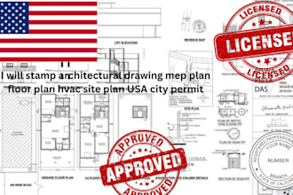 stamp architectural drawing mep plan floor plan hvac site plan USA city permit