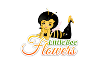 design iconic traditional logo for little bee flowers