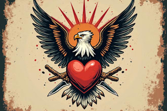 draw american traditional tattoo for your brand