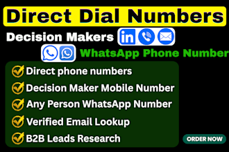 provide decision maker direct mobile phone numbers, whatsapp number, email list