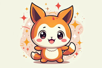 design logo with cute anime mascot in style
