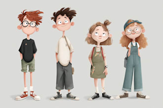 draw cute children comic cartoon in this style