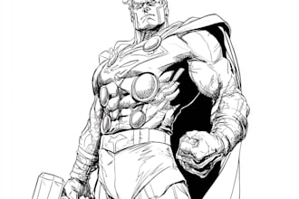 draw black and white comic superhero character line art