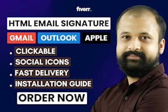 design clickable HTML email signature for outlook, gmail and apple in 2hours