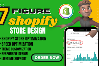 set up 7figure shopify dropshipping store design website redesign