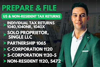 prepare and file US tax returns for personal corporate and llc