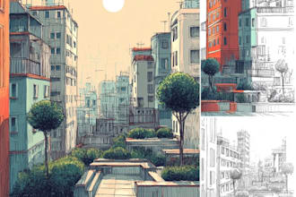 draw urban landscape illustrations of a city,