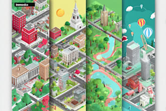 draw a unique vector or isometric map