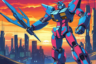 making anime, mecha, pop art ,fan art and original character
