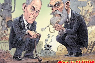create a political or satirical cartoon