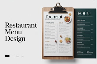 design a modren food menu for your restaurant, or cafe