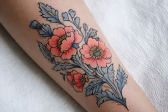 draw watercolor tattoo design