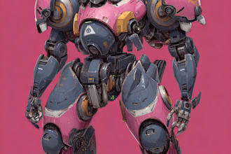 draw amazing character mecha robot illustration
